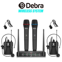 Charger l&#39;image dans la galerie, D Debra Audio AU400 Pro UHF 4 Channel Wireless Microphone System With Cordless Mics
