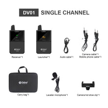 Cargar imagen en el visor de la galería, Debra Audio DV-01/02 UHF Wireless Microphone System with Lavalier Mic 30 Selectable Channels 50m Range for DSLR Camera Phone Live Recording
