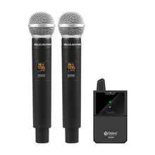 Load image into Gallery viewer, D Debra Wireless Microphone System DV-02H UHF 2-Channel Wireless Handheld Microphone with Remote Real-time Sound Monitor for DSLR Camera Vlog Phone Interview Live Recording
