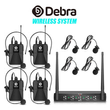 Загрузить изображение в средство просмотра галереи, D Debra Audio AU400 Pro UHF 4 Channel Wireless Microphone System With Cordless Mics
