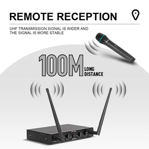 D Debra Audio AU400 Pro UHF 4 Channel Wireless Microphone System With Cordless Mics